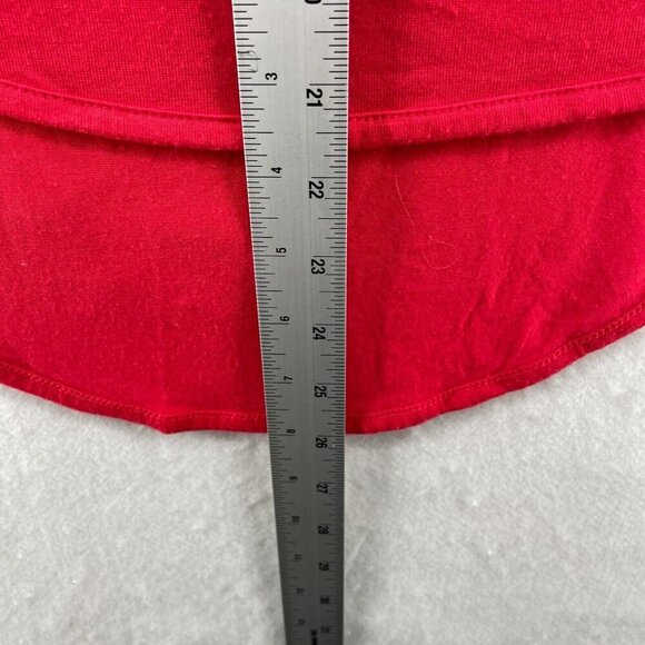 Express Top Women's Sz XS Red Round Neck Short Sleeve Stretch Long Back Pullover - Picture 4 of 11